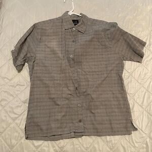 Short Sleeve Slates Button Down Patterned Shirt Mens L 100% Cotton Comfy Baggy